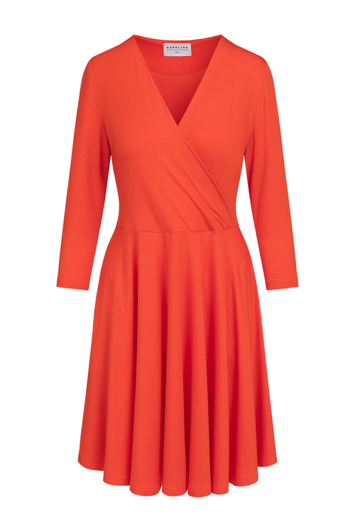 Charlotte Mini - Rozkloszowana sukienka z kieszeniami PANTONE Poinciana