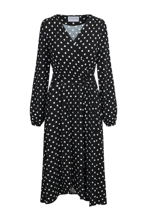 Scarlet Midi - Sukienka kopertowa przekładana we wzorze Polka Dots