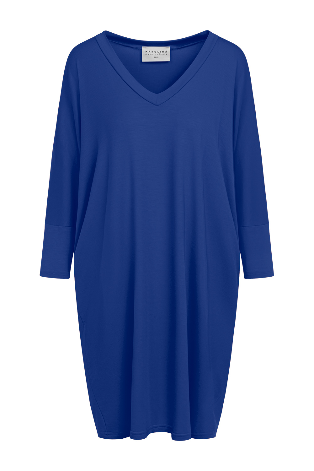 Ida Mini - sukienka oversize z rękawem 3/4 w kolorze PANTONE Princess Blue