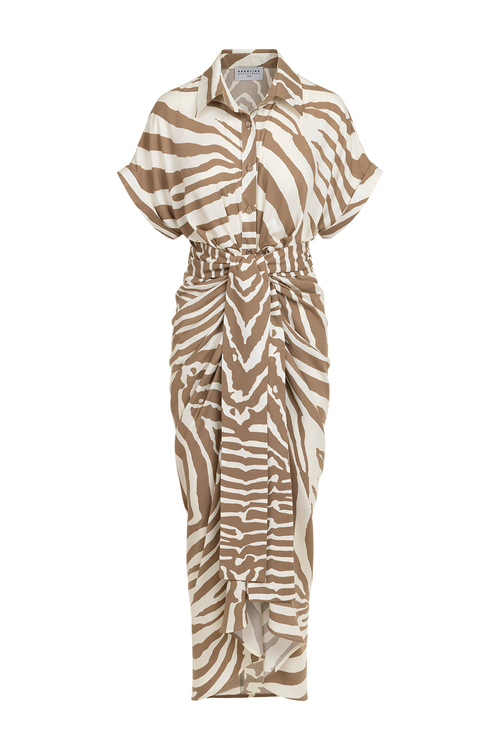 Nairobi - Taliowana sukienka maxi we wzór Zebra