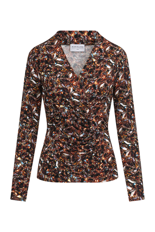 Blair - Bluzka z marszczeniem i kopertowym dekoltem