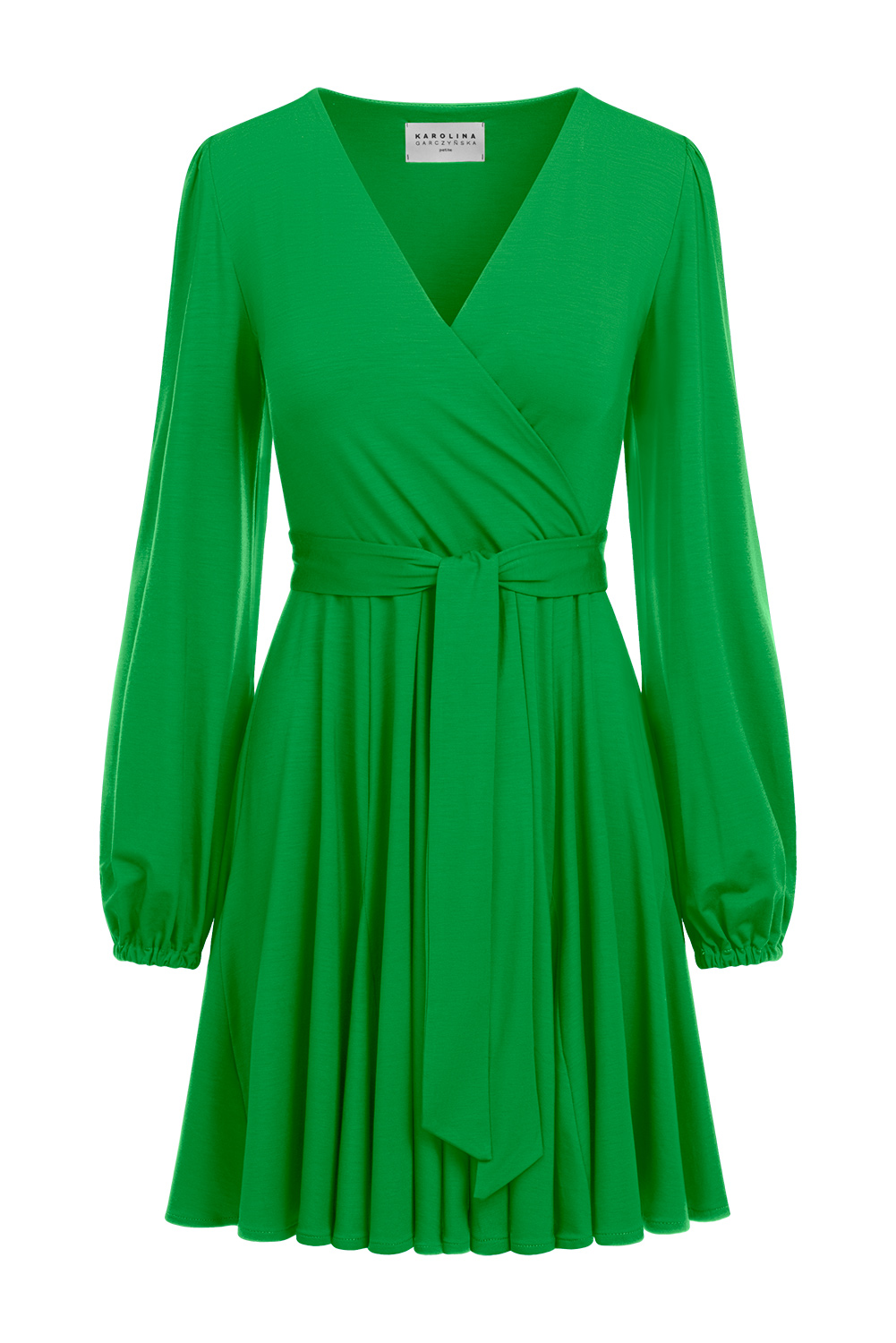 Gaja Mini - rozkloszowana mini z godetami w kolorze PANTONE Fern Green