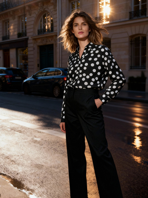 Dakota - Luźna koszula oversize w duże grochy