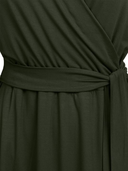 Scarlet - Ponadczasowa sukienka kopertowa ECOVERO™ oliwkowa