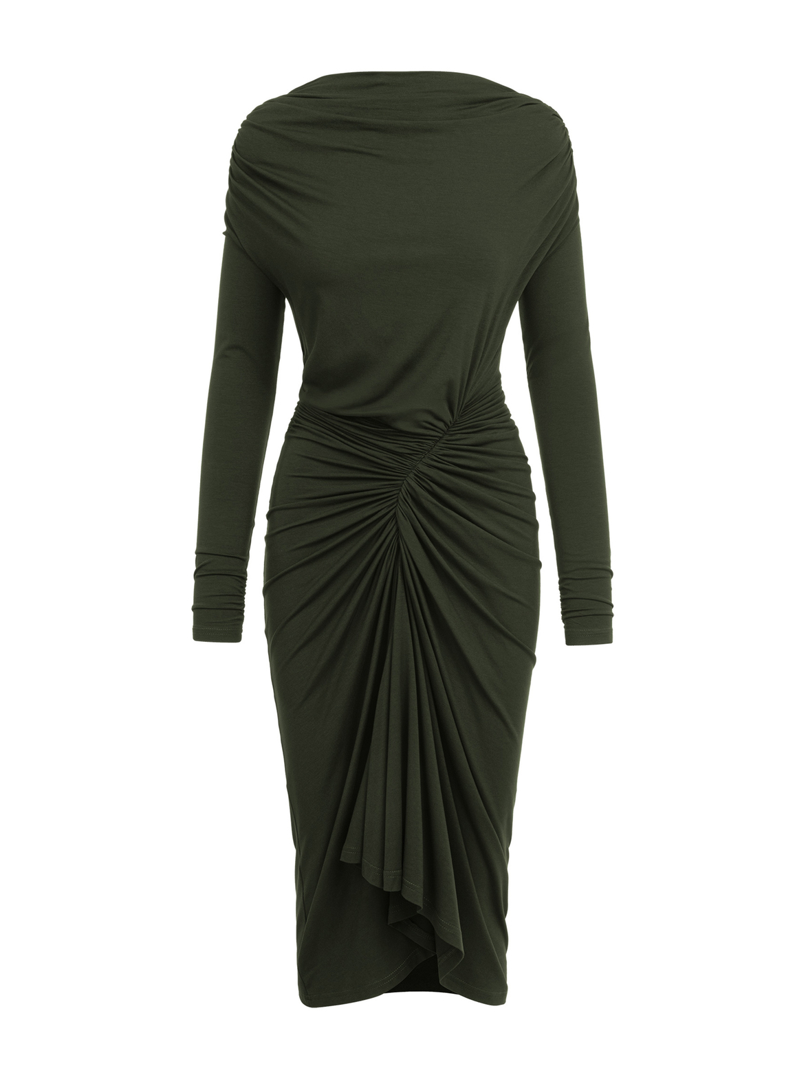 Corsica - Sukienka z przesuniętym marszczeniem ECOVERO™ oliwkowa