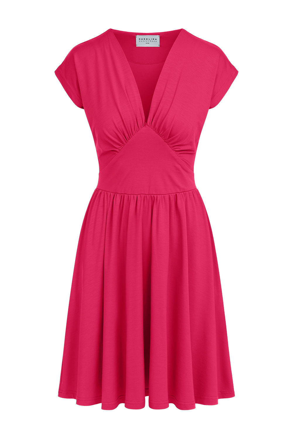 Kate Mini - różowa sukienka z krótkim rękawem i kieszeniami Pink Peacock