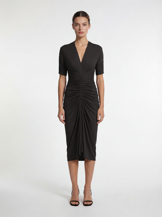 Vittoria midi - Sukienka formal comfort ECOVERO™ gorzka czekolada