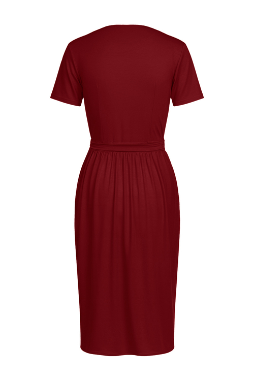 Rachel - przekładana sukienka ołówkowa w kolorze PANTONE Rumba Red