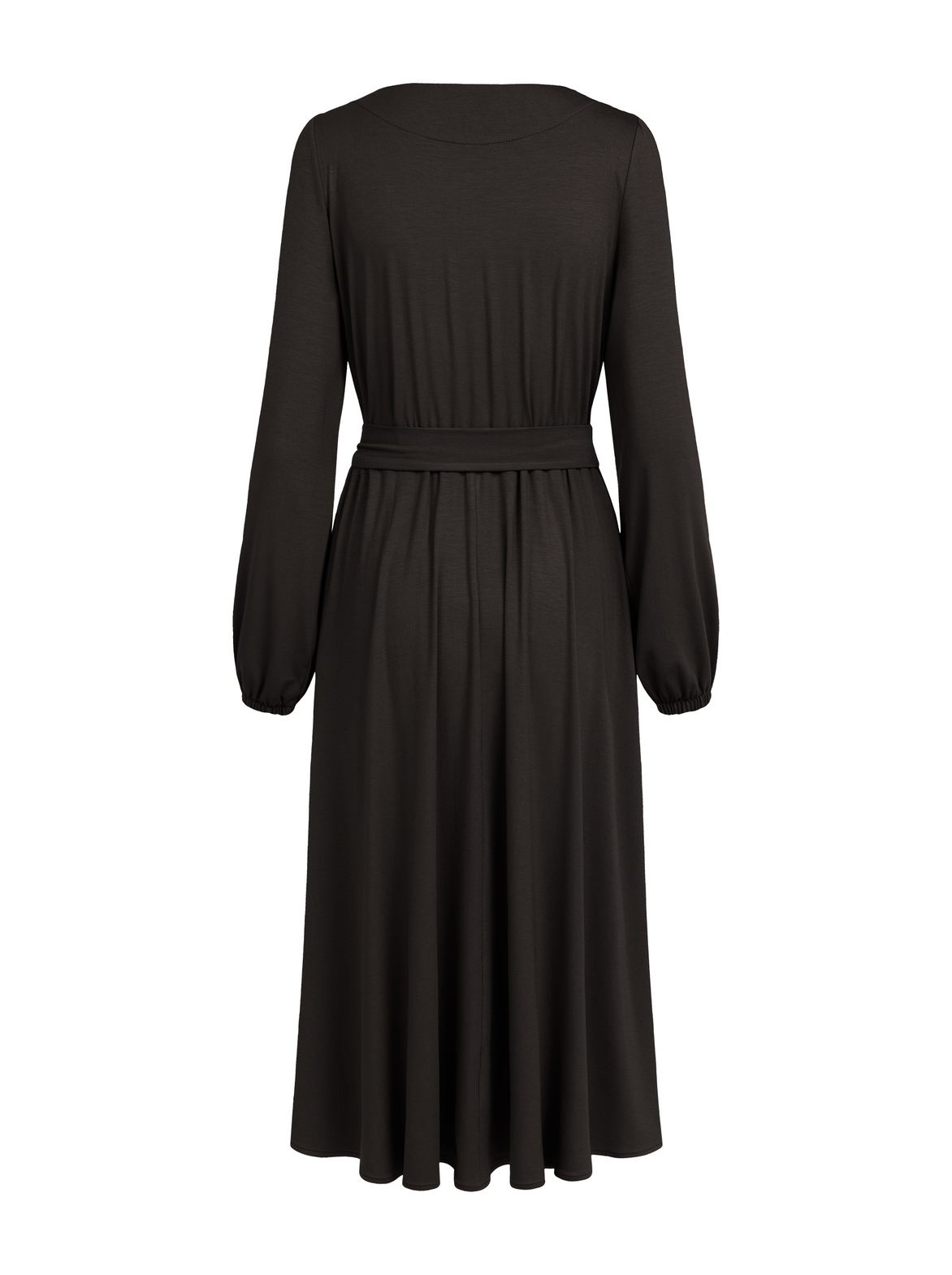 Scarlet - Ponadczasowa sukienka kopertowa ECOVERO™ gorzka czekolada