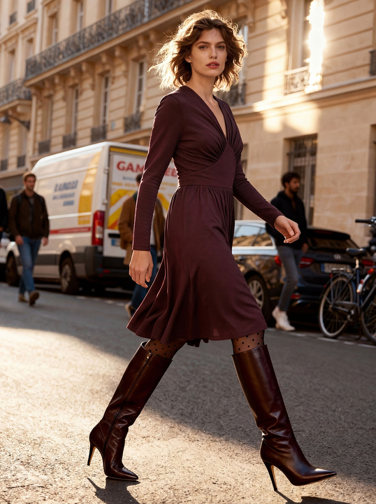 Kate - Klasyczna sukienka fit & flare ECOVERO™ blackberry