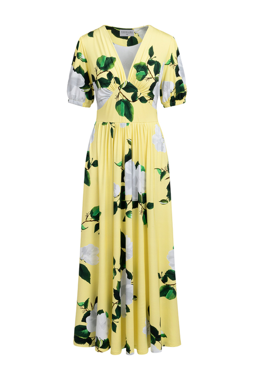 Kate Maxi - Komfortowa sukienka na co dzień z wiskozy premium Marinella Citrus