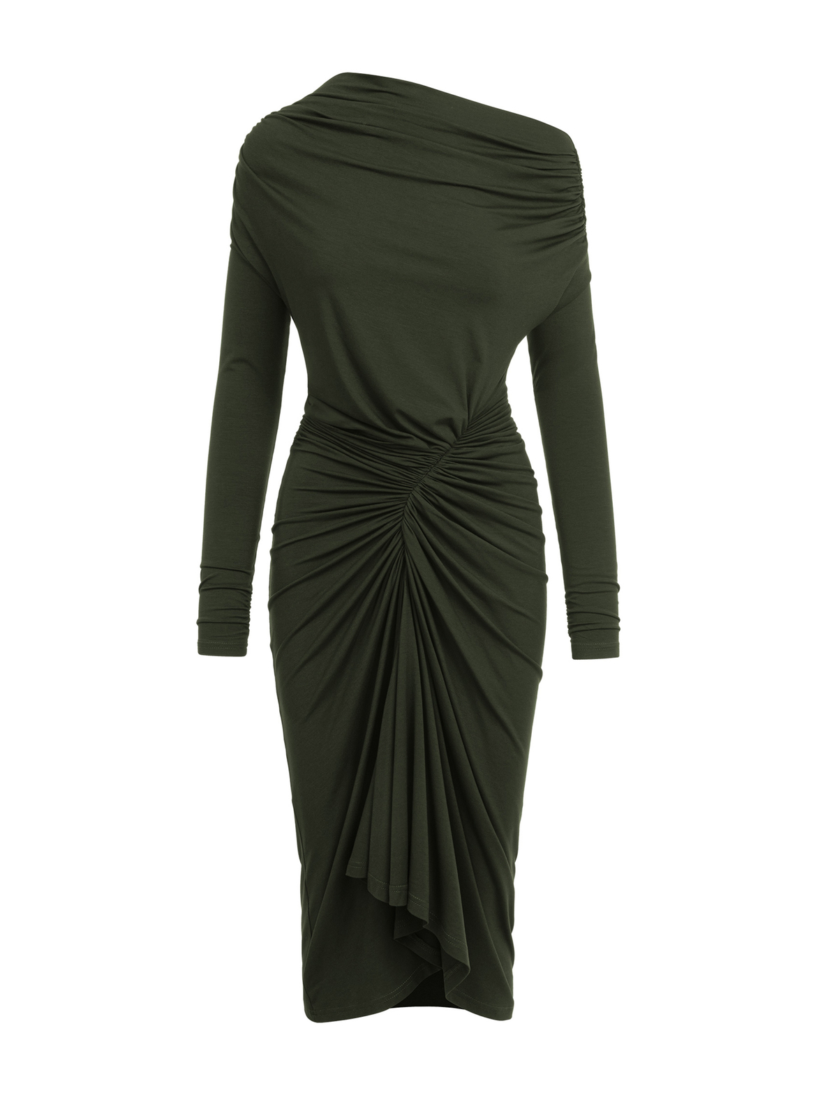 Corsica - Sukienka z przesuniętym marszczeniem ECOVERO™ oliwkowa
