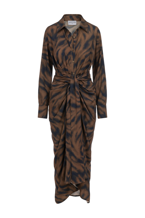 Nairobi - Taliowana sukienka maxi we wzór Zebra Sands