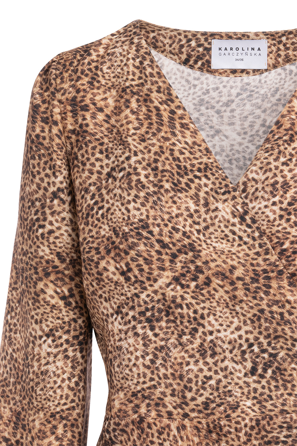 Gozo - Kopertowa sukienka mini z długim rękawem Safari