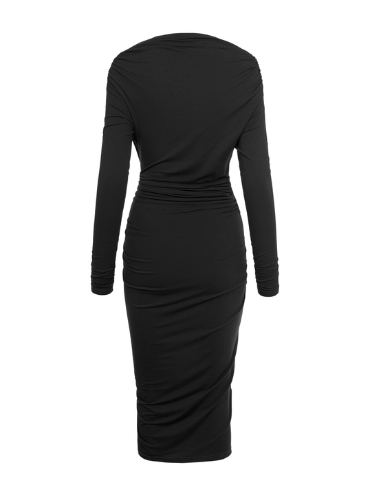 Corsica - Sukienka z przesuniętym marszczeniem ECOVERO™ czarna