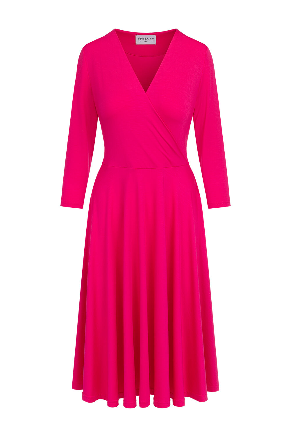 Charlotte Midi - Rozkloszowana sukienka z kieszeniami PANTONE Pink Peacock