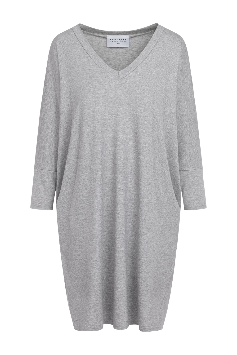 Ida Mini - Krótka sukienka oversize w kolorze Szary melanż