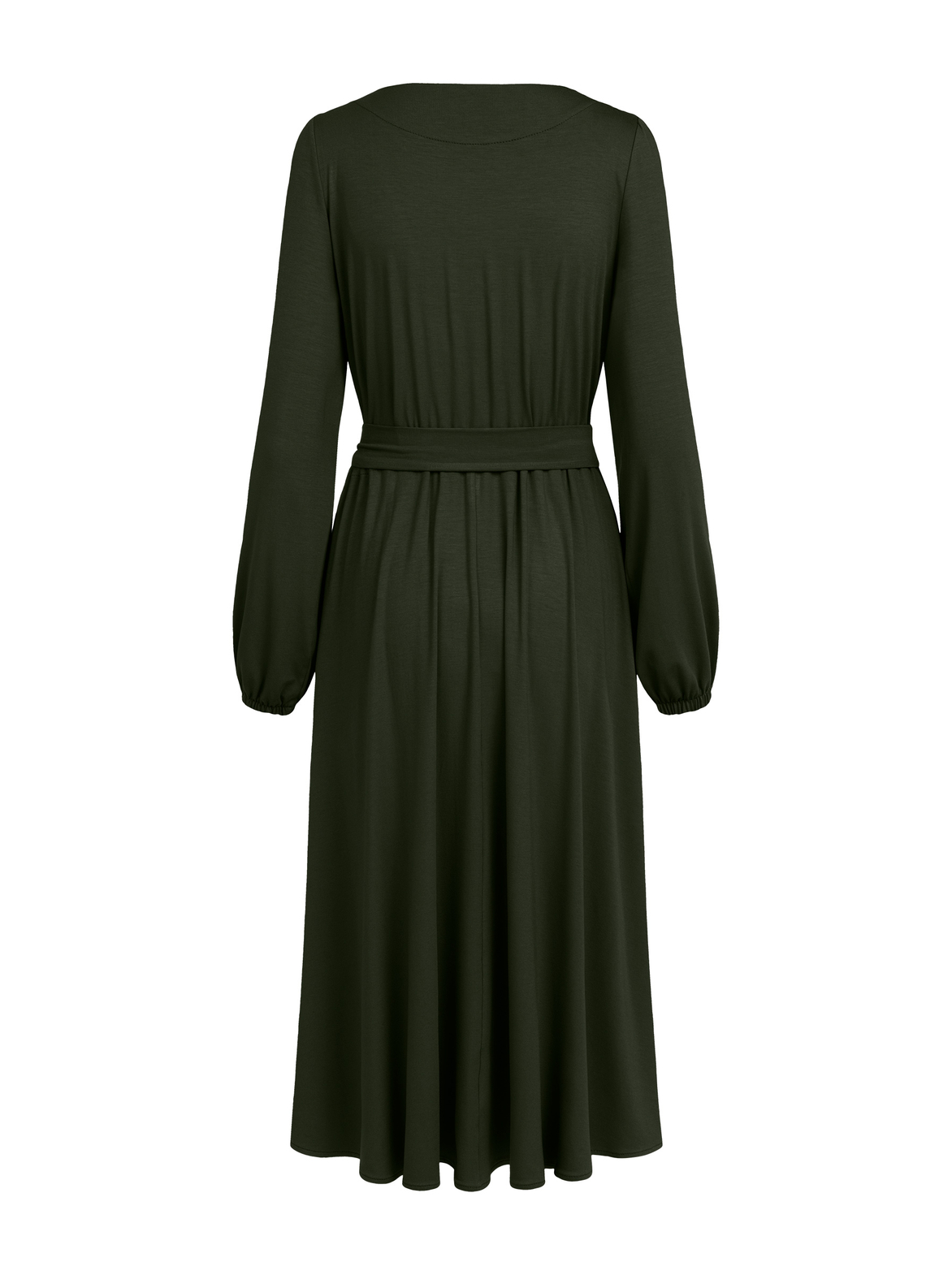 Scarlet - Ponadczasowa sukienka kopertowa ECOVERO™ oliwkowa