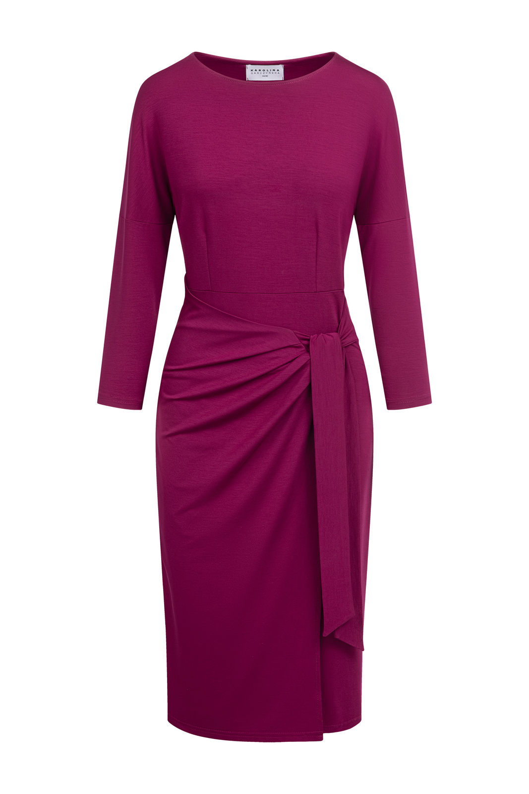 Leila Midi - sukienka z okrągłym dekoltem w kolorze PANTONE Raspberry Radiance
