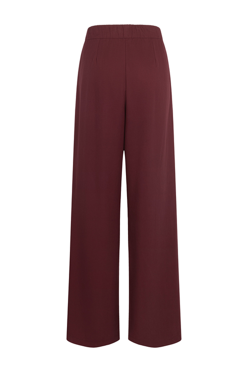 Libre - Luźne spodnie z wysokim stanem w kolorze bordowym TENCEL™