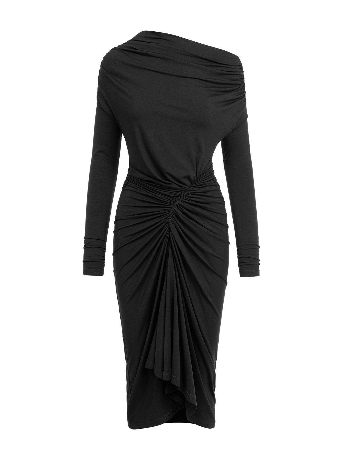 Corsica - Sukienka z przesuniętym marszczeniem ECOVERO™ czarna