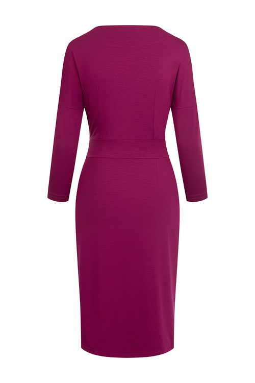 Leila Midi - sukienka z okrągłym dekoltem w kolorze PANTONE Raspberry Radiance
