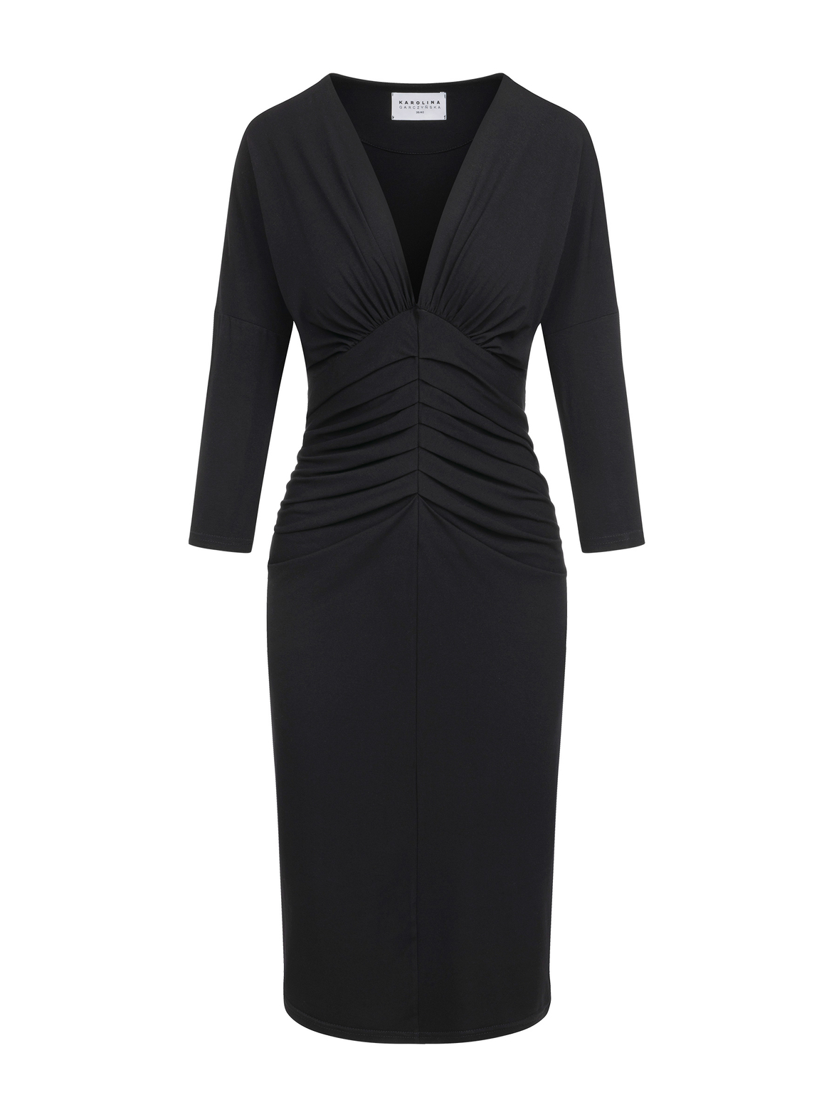 Georgina - Sukienka z drapowaniem ECOVERO™ czarna