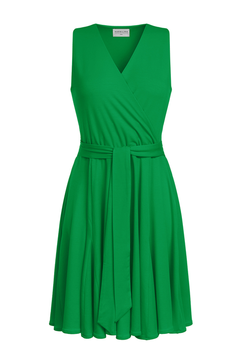 Gisele Mini - Sukienka bez rękawów z godetami w kolorze PANTONE Fern Green