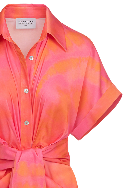 Nairobi - Rozpinana sukienka maxi w tonalnym wzorze Sunset Warmth