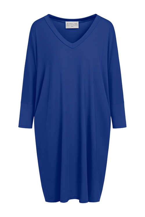 Ida Mini - sukienka oversize z rękawem 3/4 w kolorze PANTONE Princess Blue