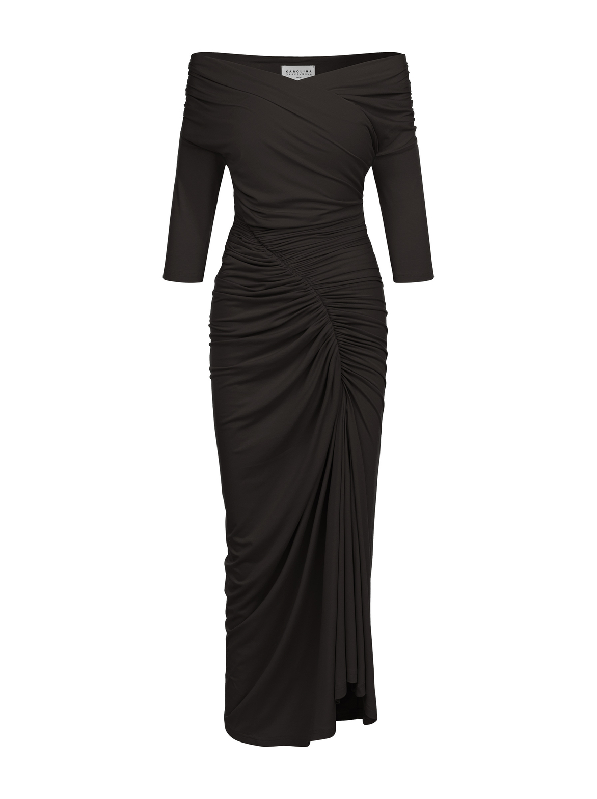 Sorella - Sukienka z dekoltem 3 w 1 ECOVERO™ gorzka czekolada