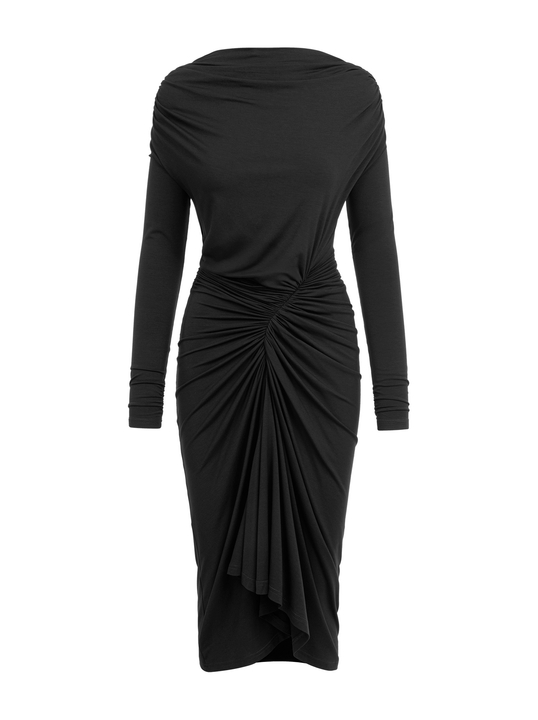 Corsica - Sukienka z przesuniętym marszczeniem ECOVERO™ czarna
