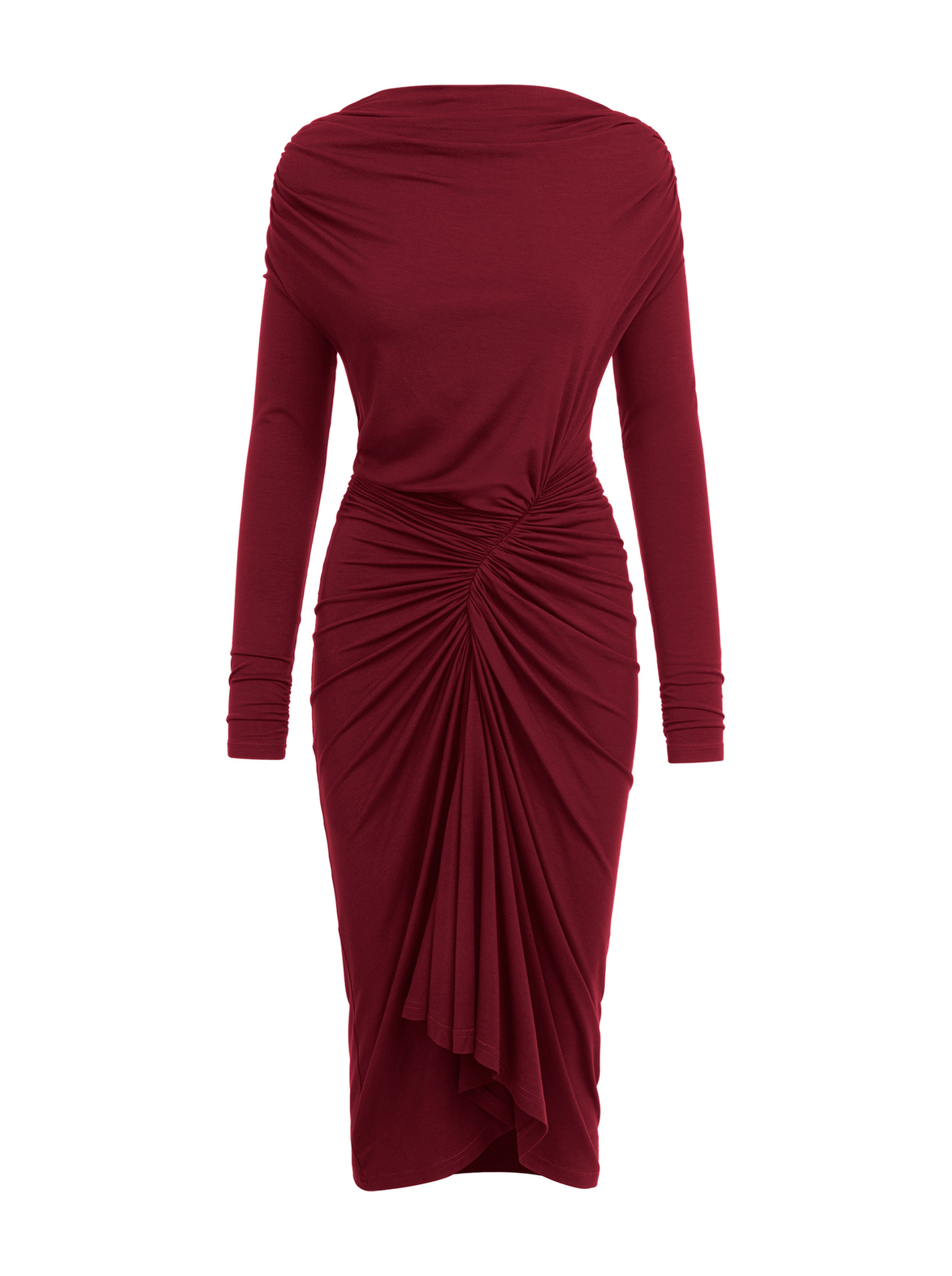 Corsica - Sukienka z przesuniętym marszczeniem ECOVERO™ bordowa