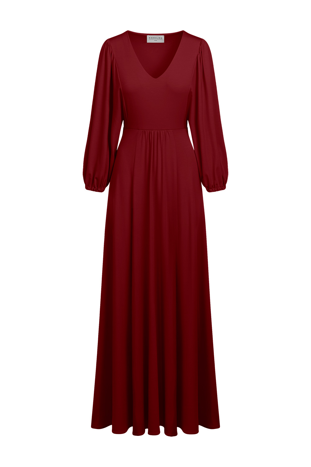 Tiffany Maxi - sukienka rozkloszowana z marszczonym rękawem kolorze PANTONE Rumba Red