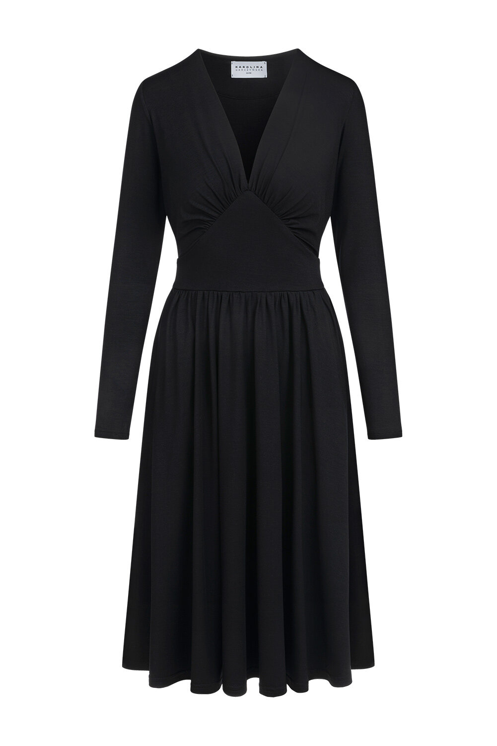 Kate - TENCEL™ Czarna sukienka z długim rękawem