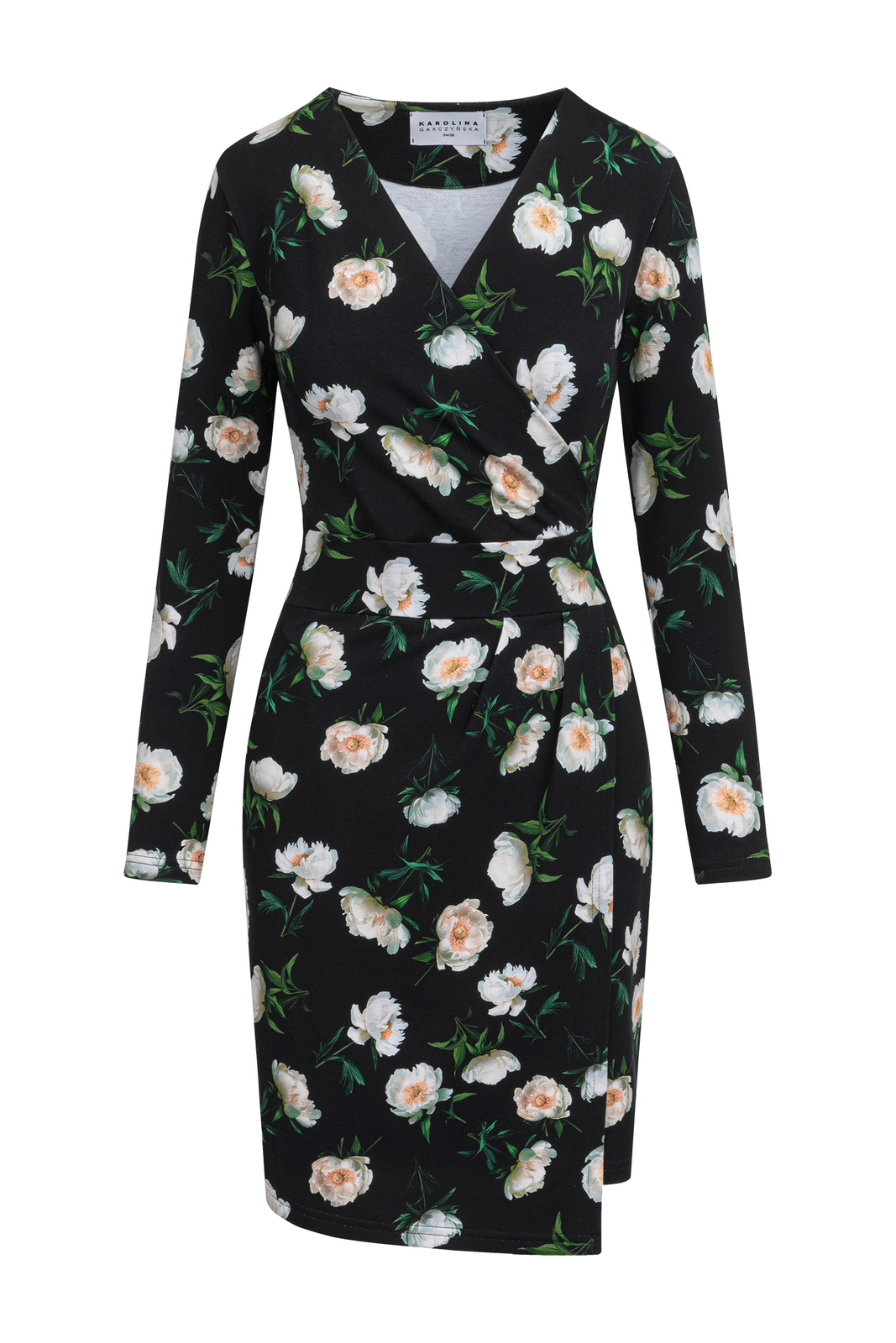 Laura Mini - Ołówkowa krótka sukienka bawełniana we wzorze Noir