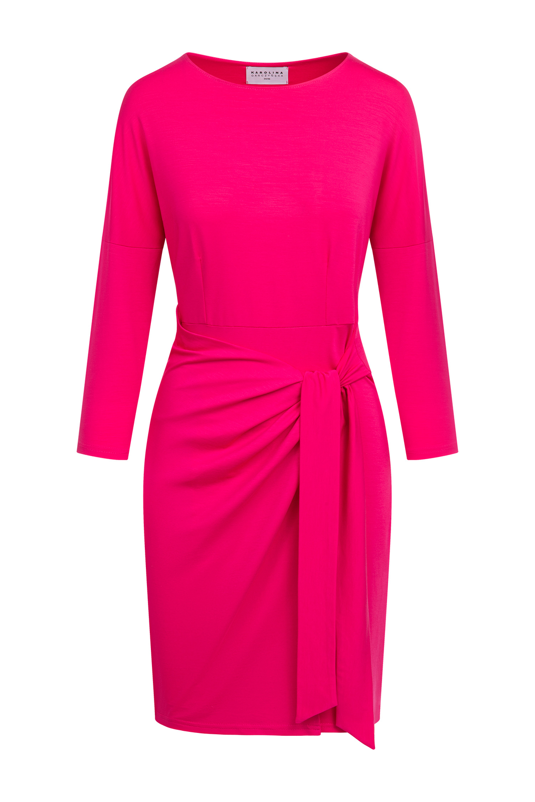 Leila Mini - sukienka z okrągłym dekoltem w kolorze PANTONE Pink Peacock