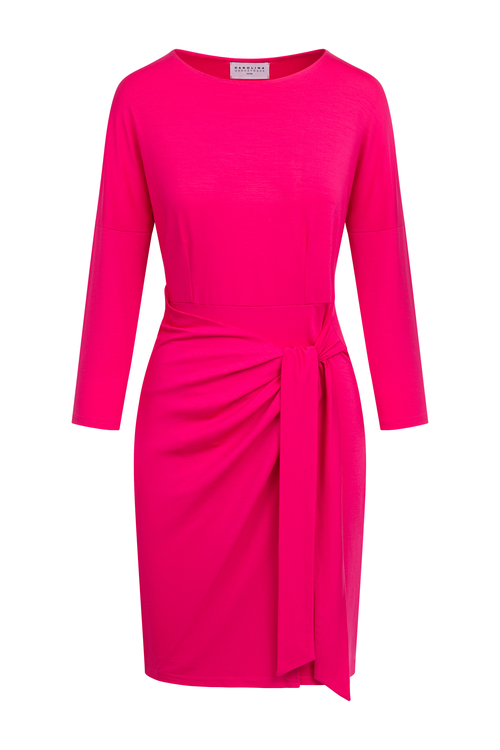 Leila Mini - sukienka z okrągłym dekoltem w kolorze PANTONE Pink Peacock