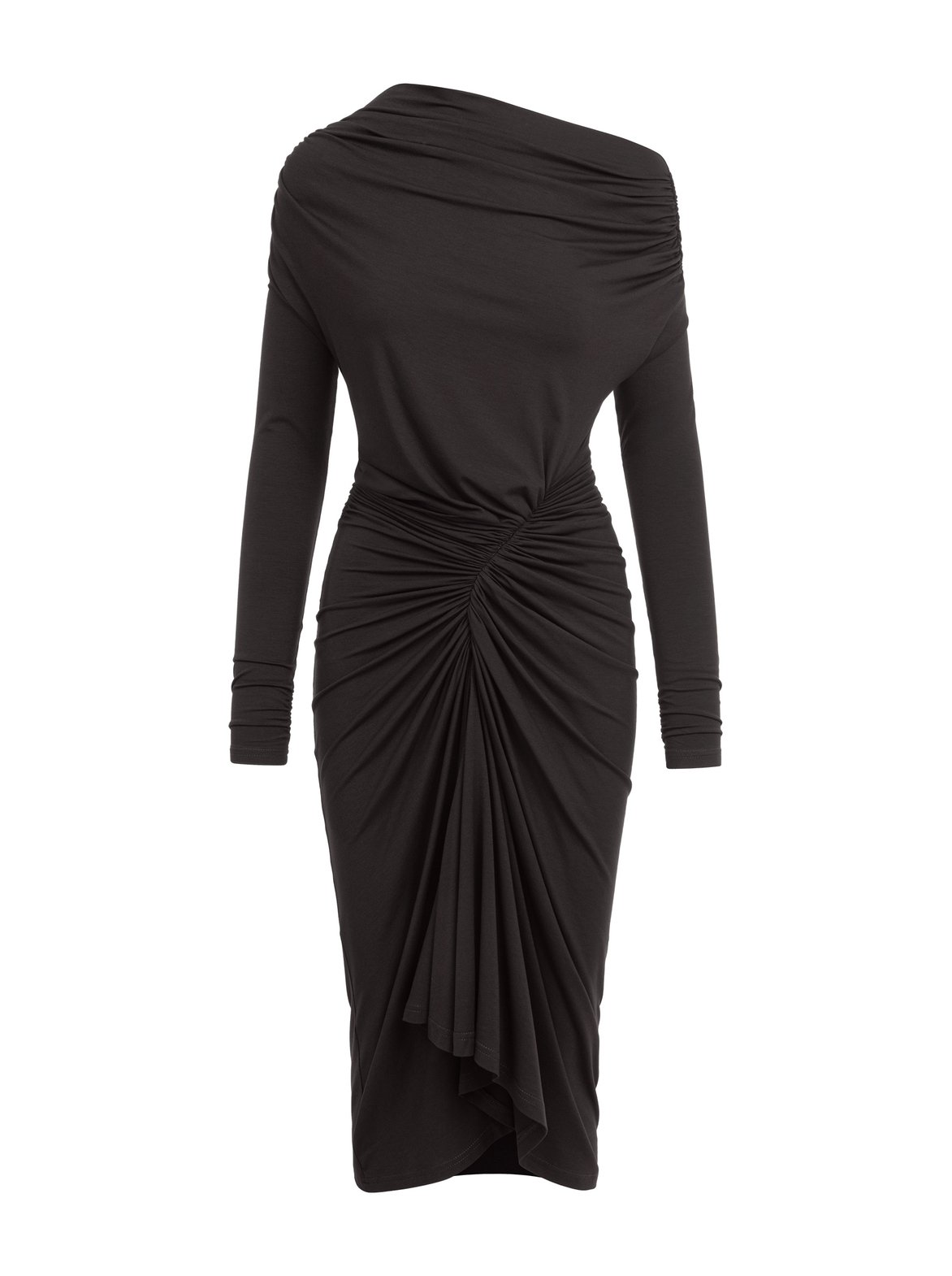 Corsica - Sukienka z przesuniętym marszczeniem ECOVERO™ gorzka czekolada