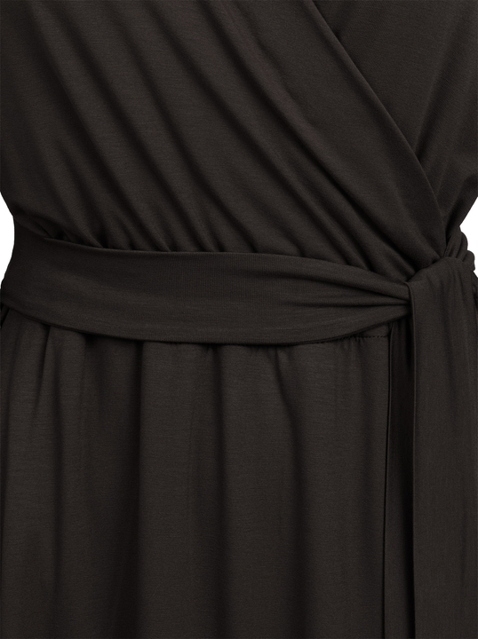 Scarlet - Ponadczasowa sukienka kopertowa ECOVERO™ gorzka czekolada