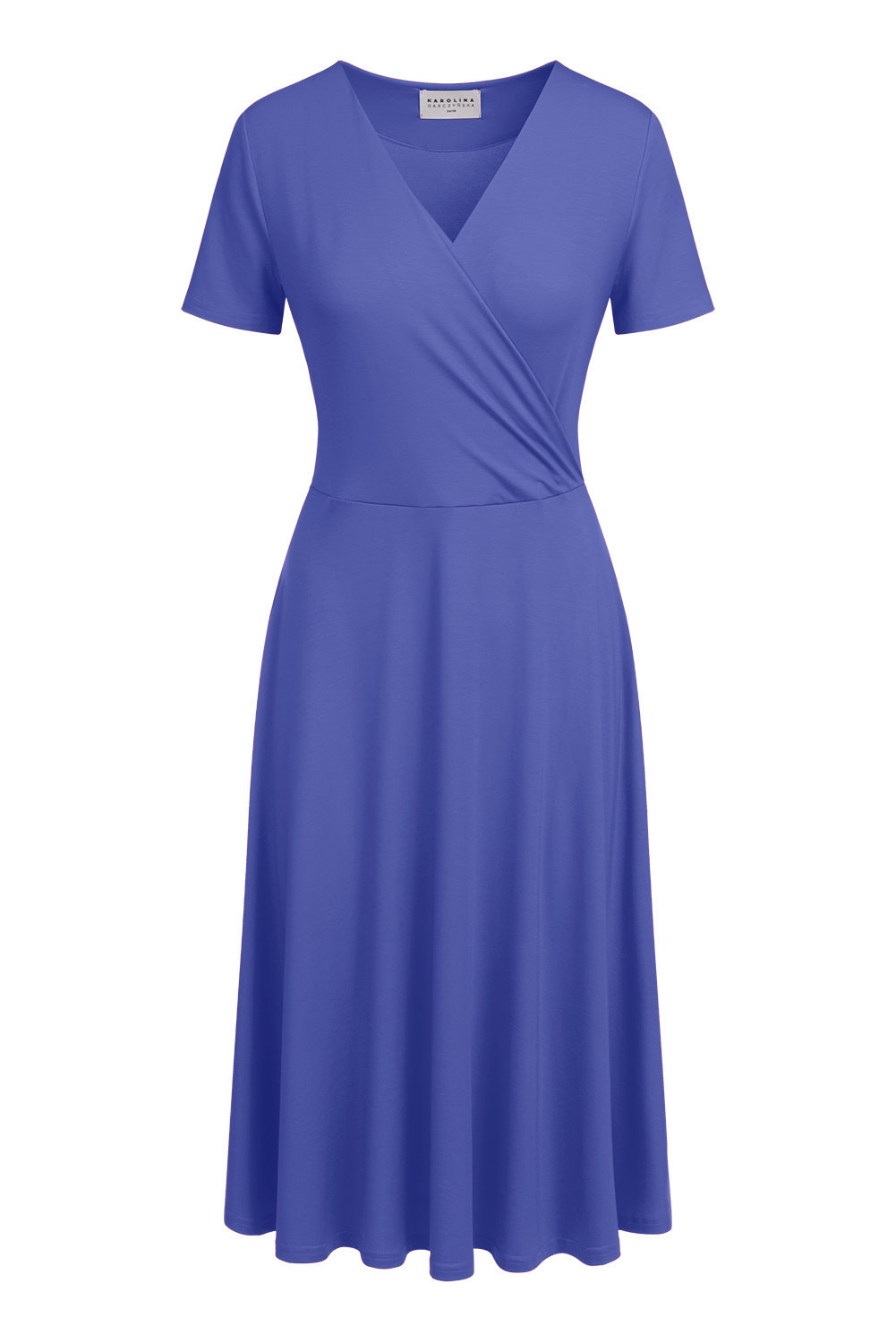 Bella Midi - Kopertowa sukienka z rozkloszowanym dołem PANTONE Very Peri