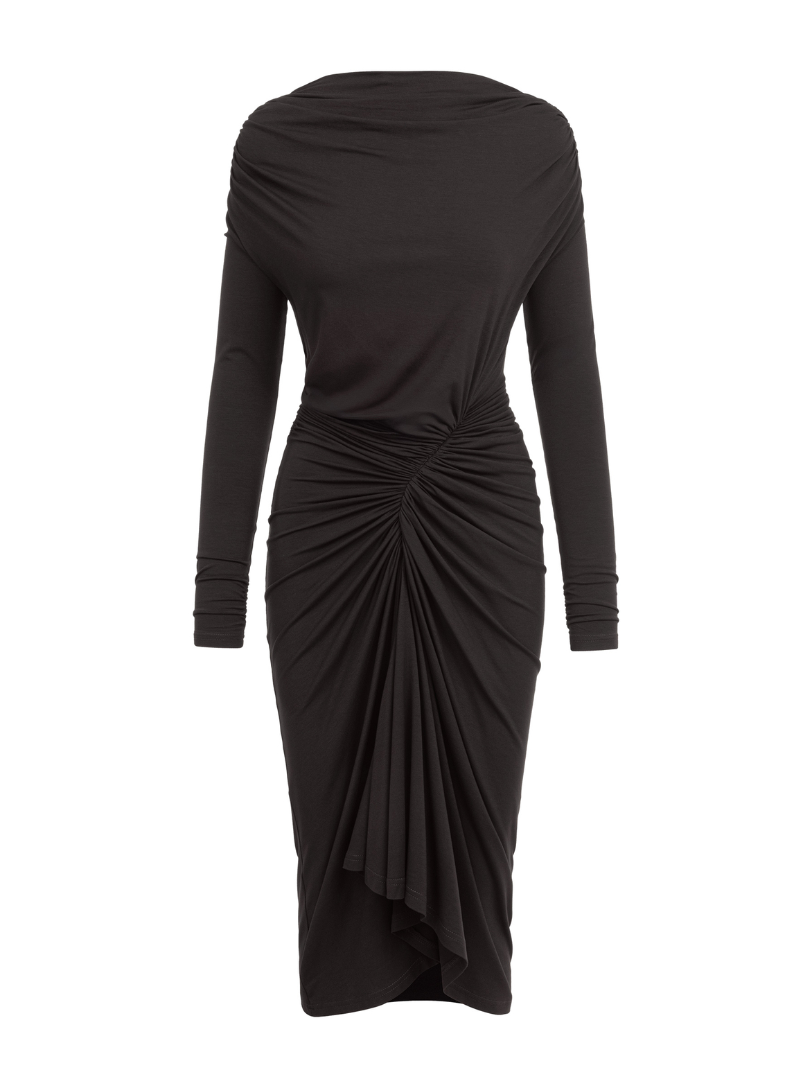 Corsica - Sukienka z przesuniętym marszczeniem ECOVERO™ gorzka czekolada