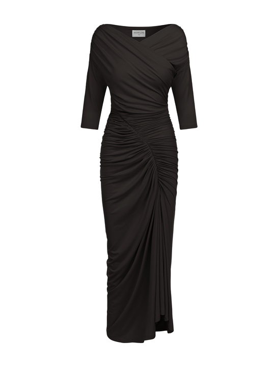 Sorella - Sukienka z dekoltem 3 w 1 ECOVERO™ gorzka czekolada