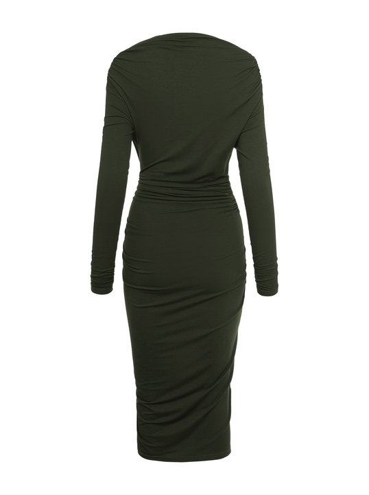 Corsica - Sukienka z przesuniętym marszczeniem ECOVERO™ oliwkowa