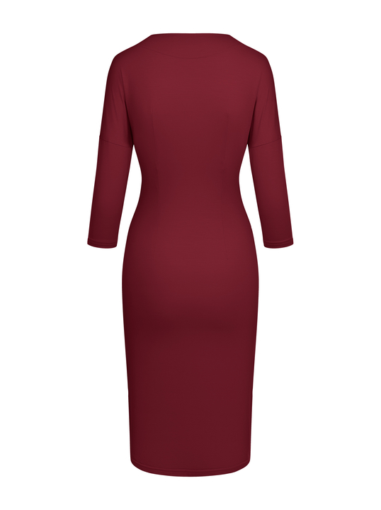 Georgina - Sukienka z drapowaniem ECOVERO™ bordowa