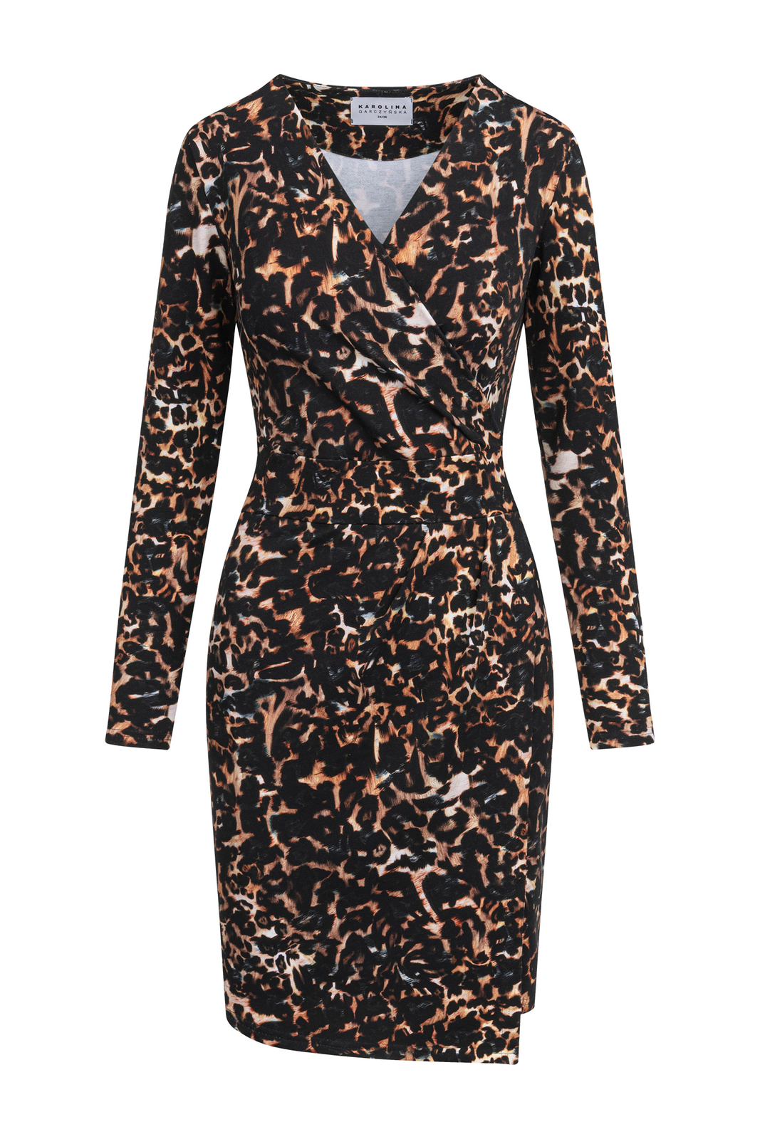 Laura Mini - Ołówkowa sukienka kopertowa we wzorze WildCat