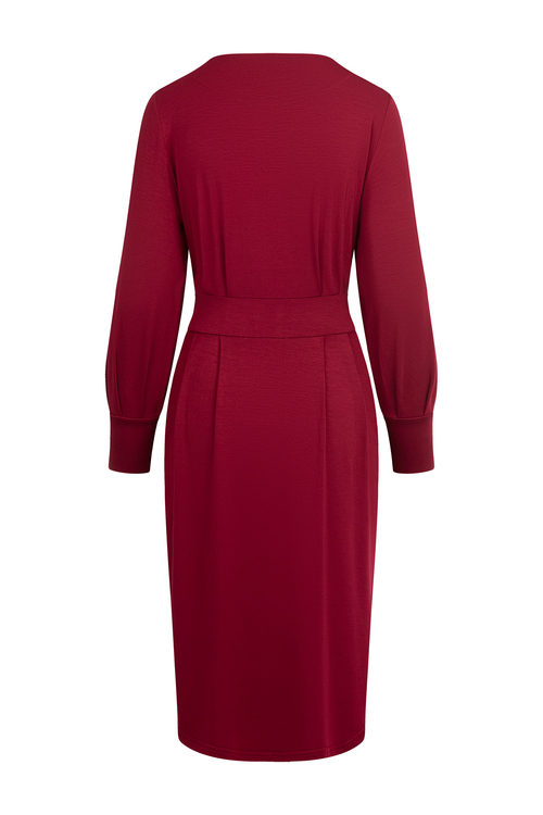 Cora Midi - Sukienka ołówkowa z zakładkami w kolorze PANTONE Rumba Red