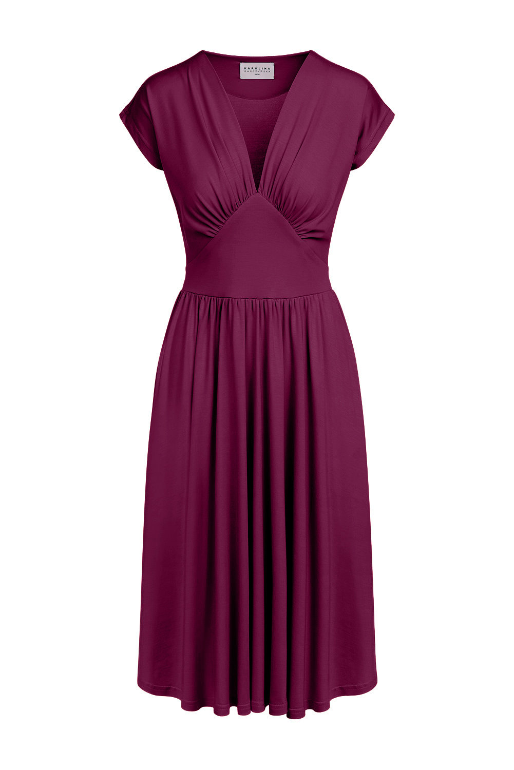 Kate Midi - wygodna sukienka z krótkim rękawem w kolorze PANTONE Raspberry Radiance