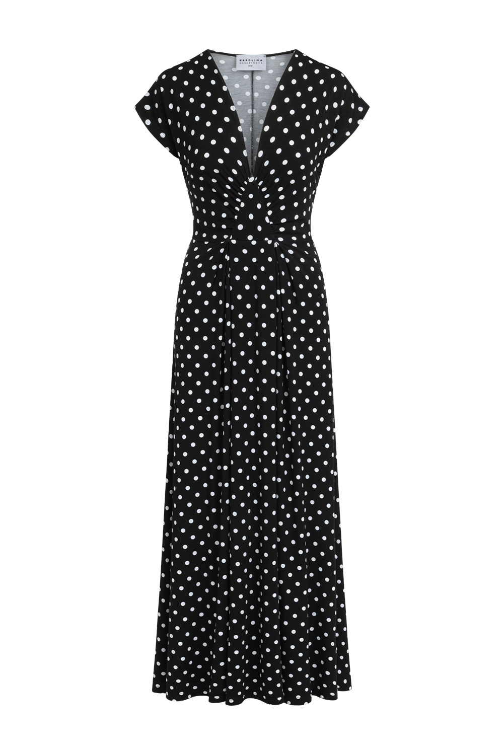 Lorela Maxi - Sukienka modelująca sylwetkę z dzianiny premium Polka Dots