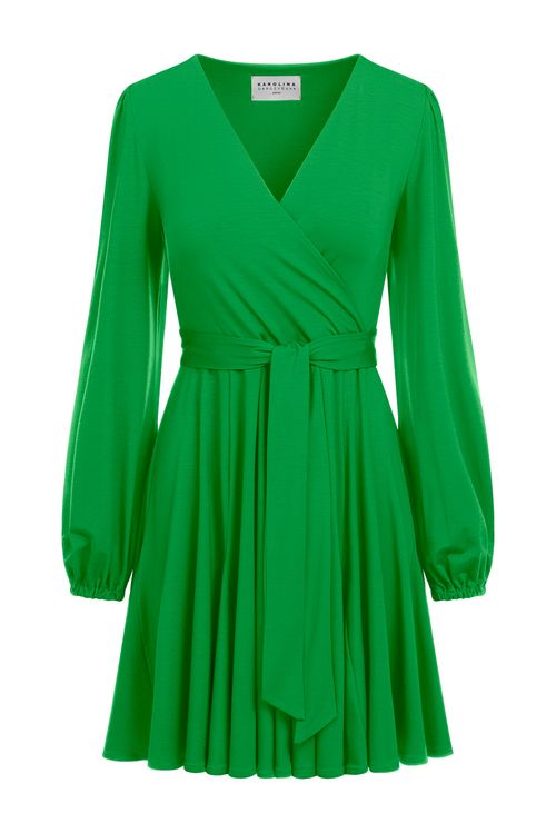 Gaja Mini - rozkloszowana mini z godetami w kolorze PANTONE Fern Green